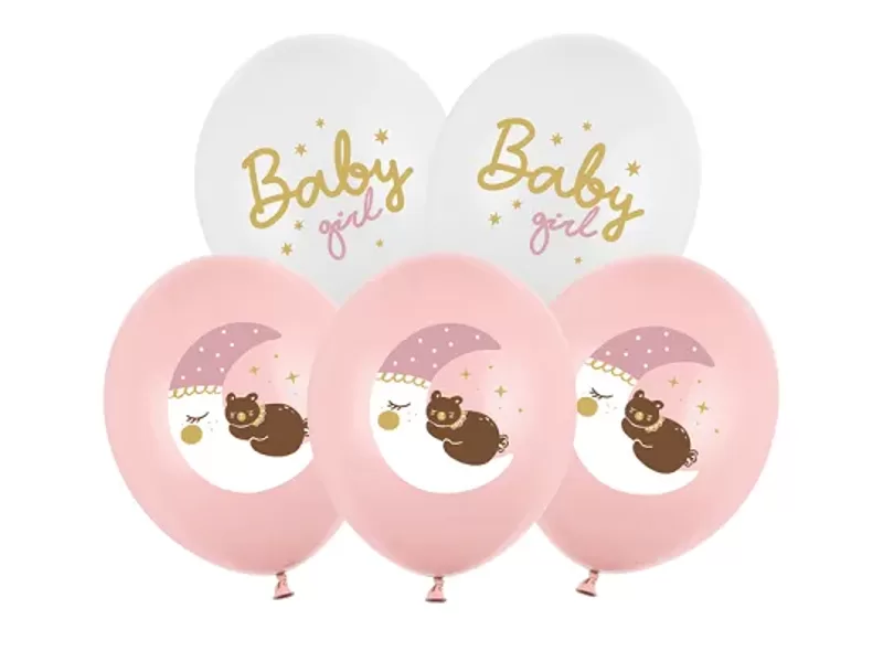 5gb, 30 cm lateksa balonu "Baby girl" komplekts 