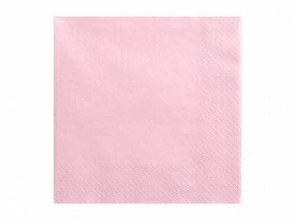 Vienkrāsainas salvetes, gaiši rozā krāsa, 20 gb, 33x33 cm, 3 slāņi