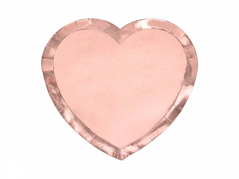 Papīra šķīvīši "Sirds", rozā zelts, 21 x 19 cm