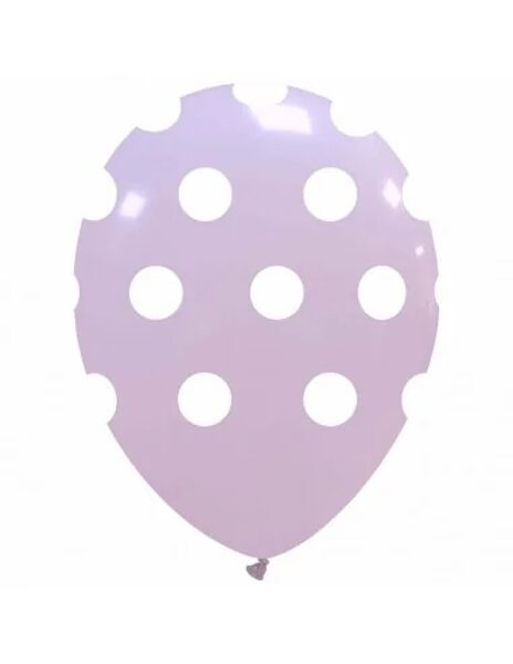 30 cm gaiši lilla lateksa balons ar baltiem punktiņiem - 1 gb.
