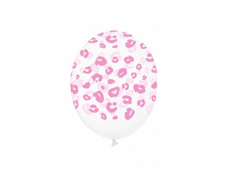 30 cm caurspīdīgs lateksa balons "Rozā leopards" - 1 gb.
