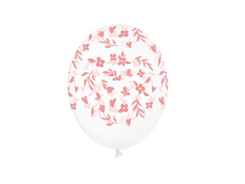 30 cm lateksa balons "Ar ziediņiem  - caurspīdīgs" - 1 gb. 