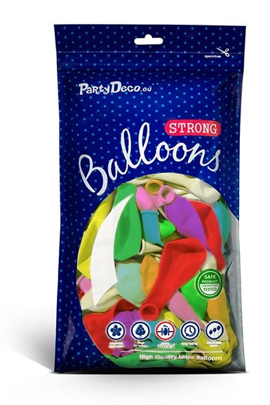 Balonu iepakojums, 50 gb., 23 cm, krāsaini