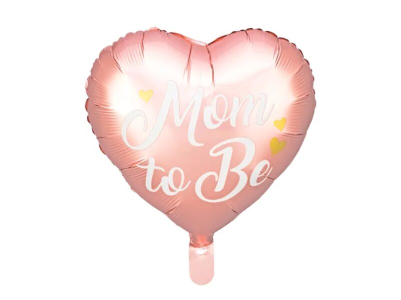 Folija balons "Mom to be - topošā māmiņa", sirds formā, rozā, 35 cm