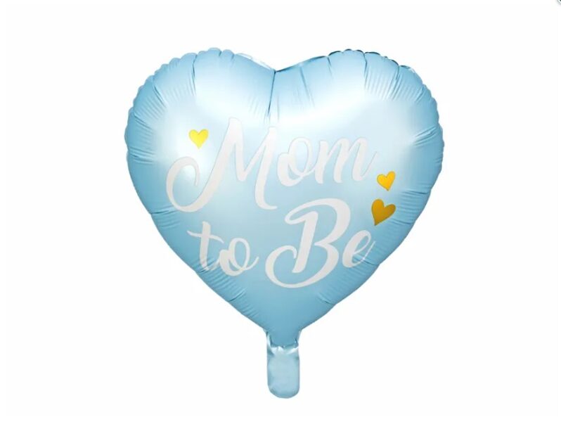 Folija balons "Mom to be - topošā māmiņa", sirds formā, zilā, 35 cm