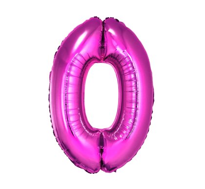 Folija balons "0", 85 cm, spilgti rozā krāsa