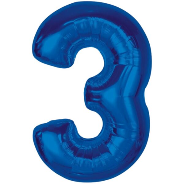 Folija balons SMART "3", 92 cm, zila krāsa