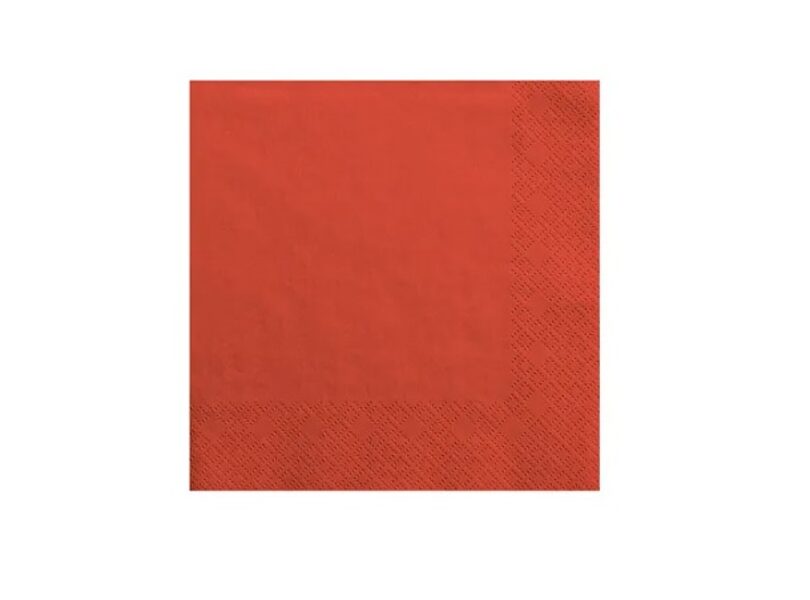 Vienkrāsainas salvetes, sarkanā krāsa, 20 gb, 33x33 cm, 3 slāņi