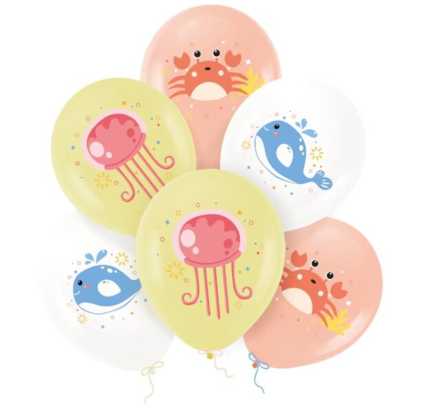 30 cm lateksa balonu "Jūras dzīvnieki " komplekts - 6 gb.