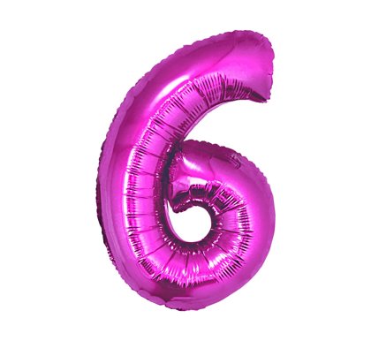 Folija balons "6", 85 cm, spilgti rozā krāsa