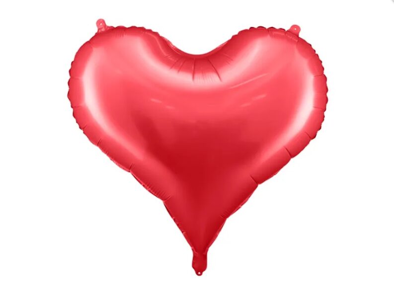 Matēts folija balons "sirds", 75x64,5 cm, sarkanā krāsa