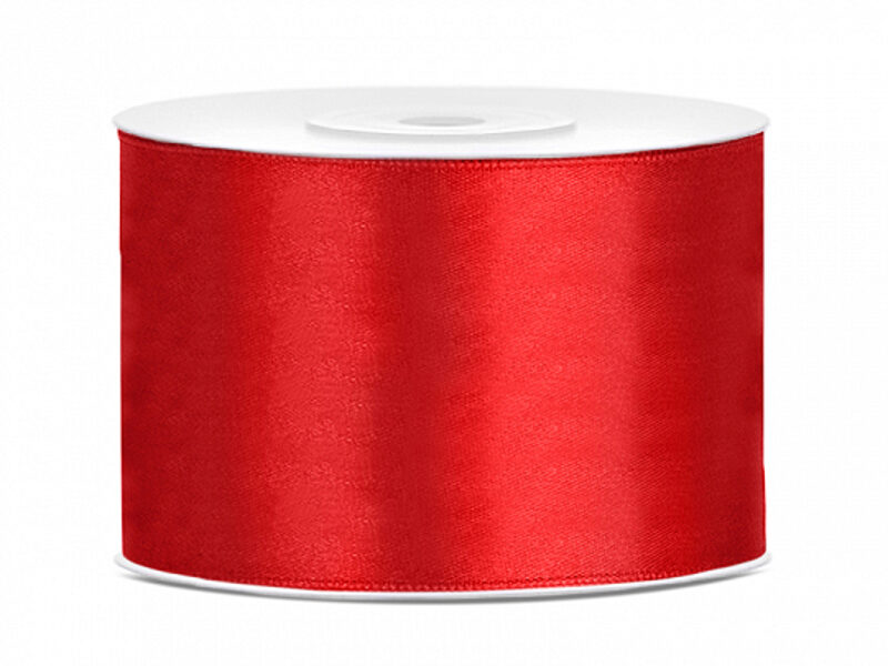 Satīna lente, 50 mm/25 m, sarkanā krāsa
