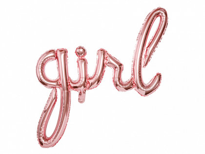 Piepūšamais folija uzraksts "girl", rozā zelts, 77x70cm