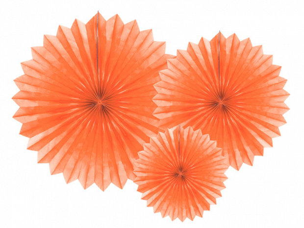 Zīdpapīra rozetes, oranžā krāsa, 3 gb, 20-40cm
