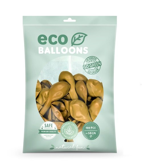 "Eco" perlamutra balonu iepakojums, 100 gb., 30 cm, zelta krāsa
