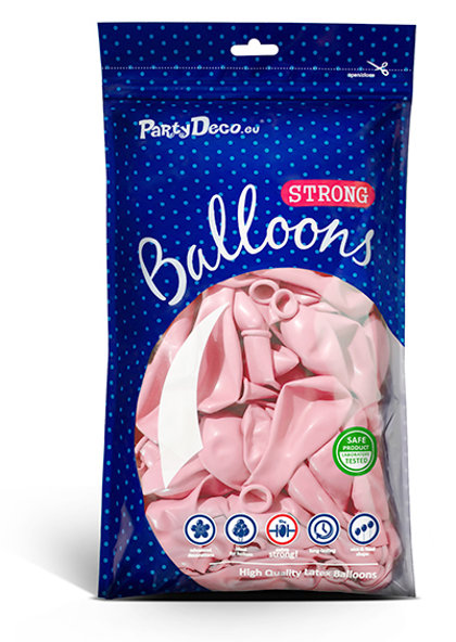 Balonu iepakojums, 100 gb., 30 cm, maigi rozā krāsa, pastelis