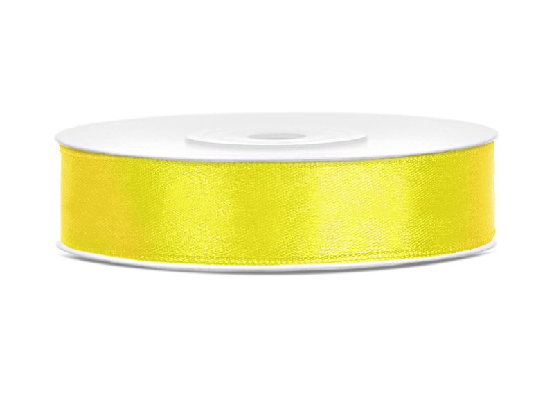 Satīna lente, 12mm/25m, dzeltenā krāsa