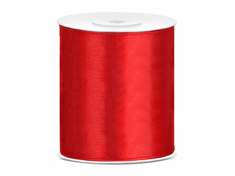 Satīna lente, 100 mm/25 m, sarkanā krāsa