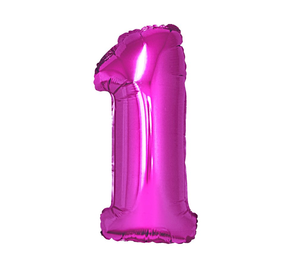 Folija balons "1", 85 cm, spilgti rozā krāsa