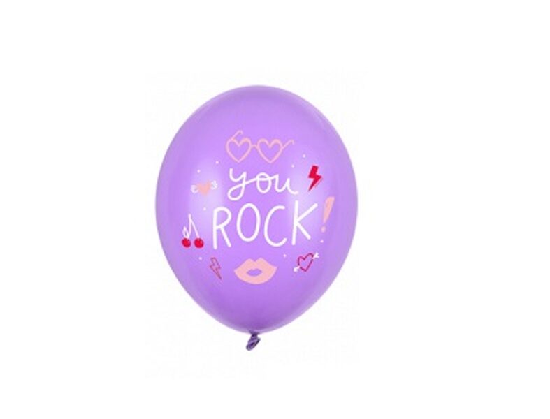 30 cm lateksa balons "You rock", lillā krāsa - 1 gb.