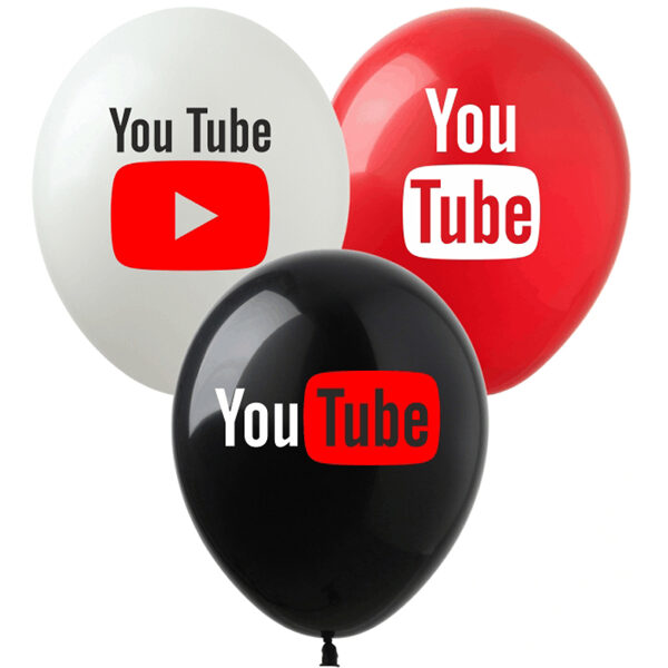 30 cm lateksa balons "Youtube", - 1 gb.
