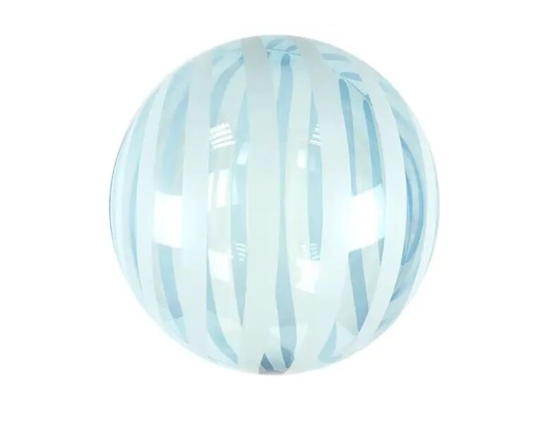 Apaļš caurspīdīgs balons "Kristāls ar strīpām", gaiši zilā krāsa, 40 cm